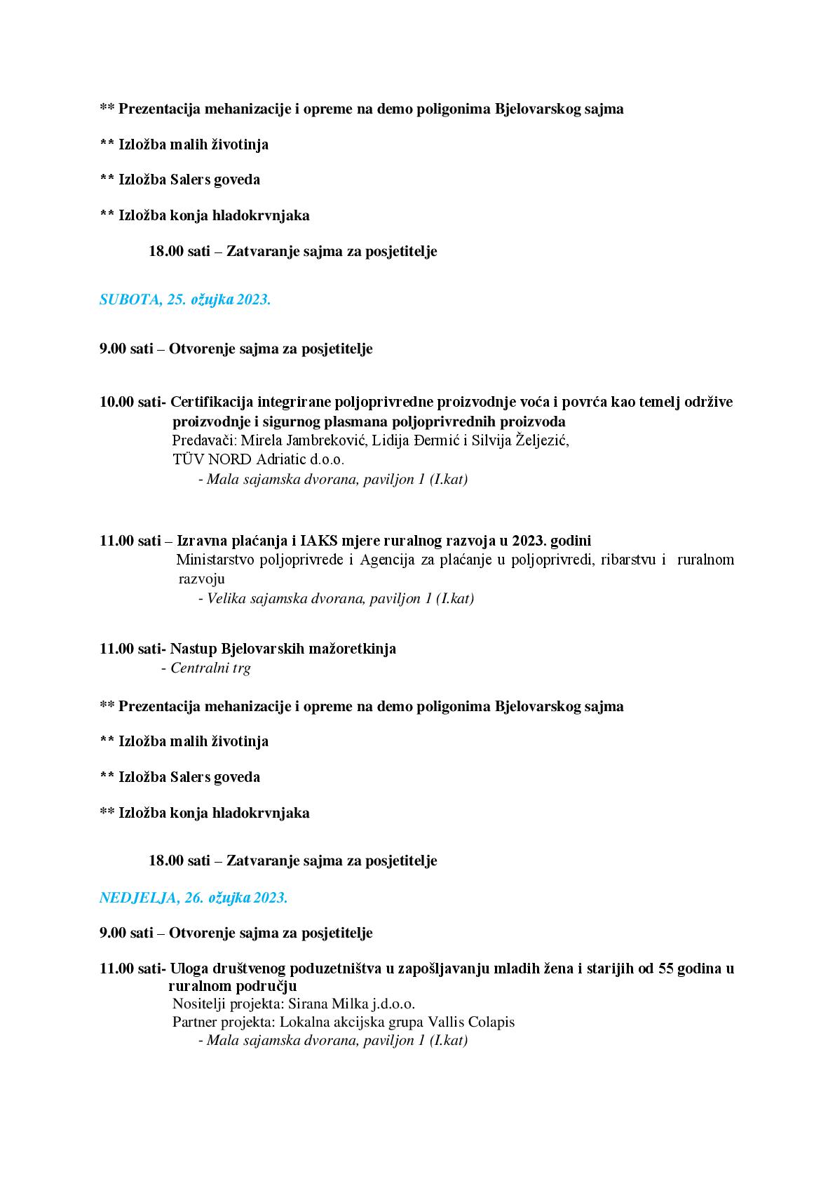 Program Bjelovarski sajam 002