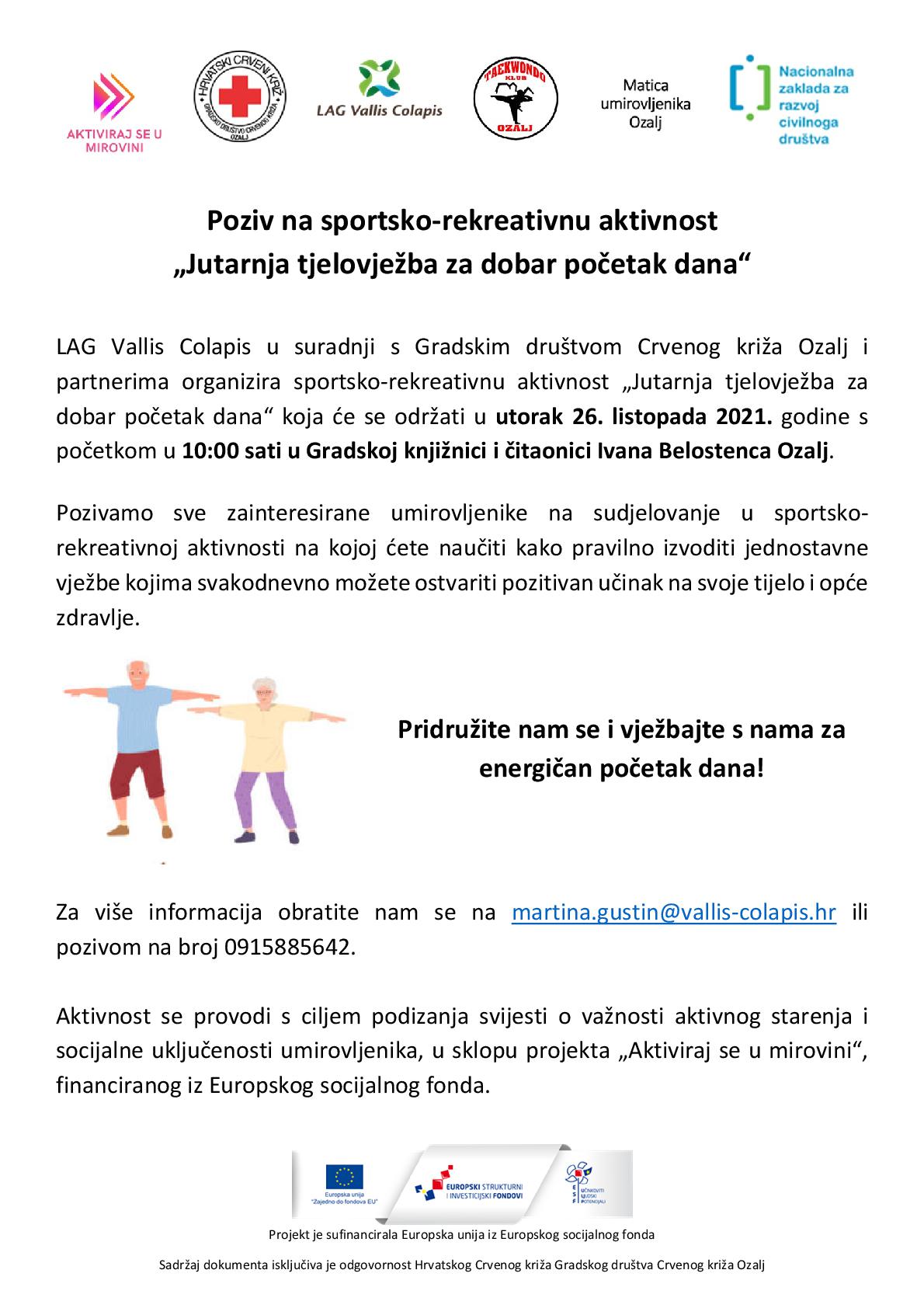 Poziv na Jutarnju tjelovježbu za dobar početak dana 26.10.2021 001