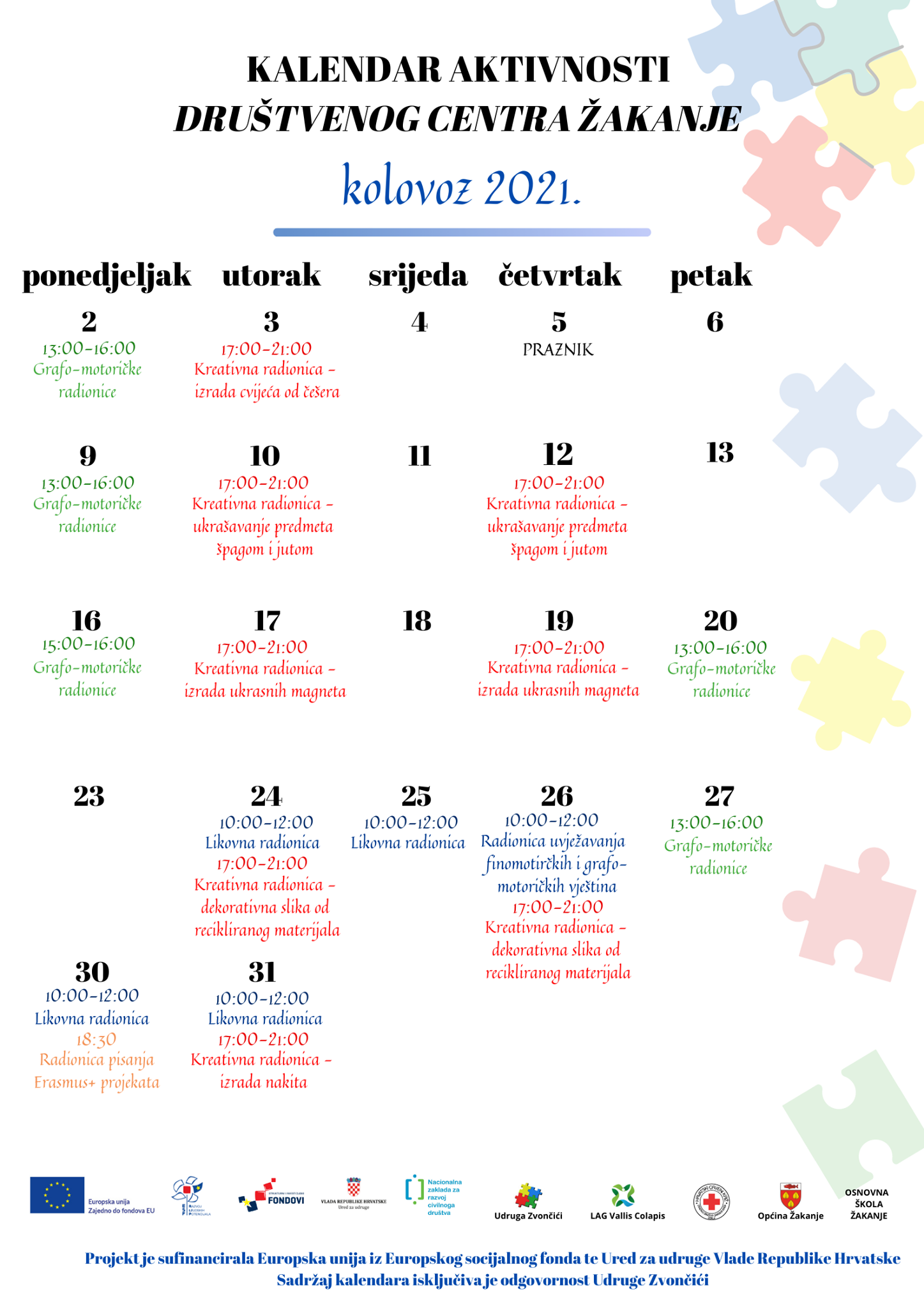 kalendar kolovoz