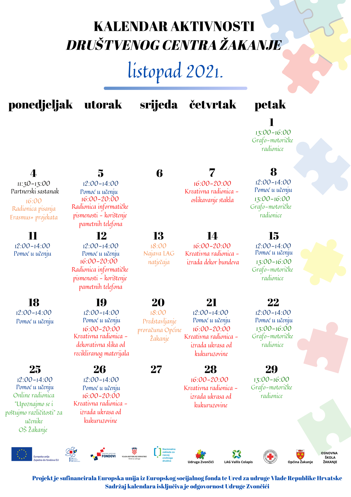 kalendar listopad