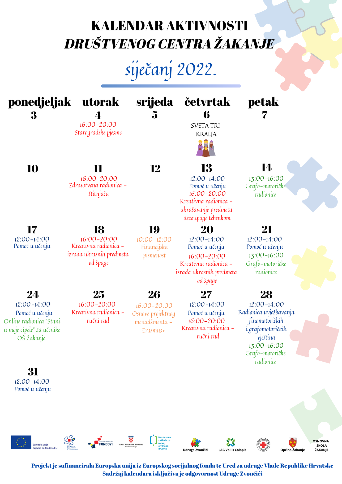 kalendar siječanj