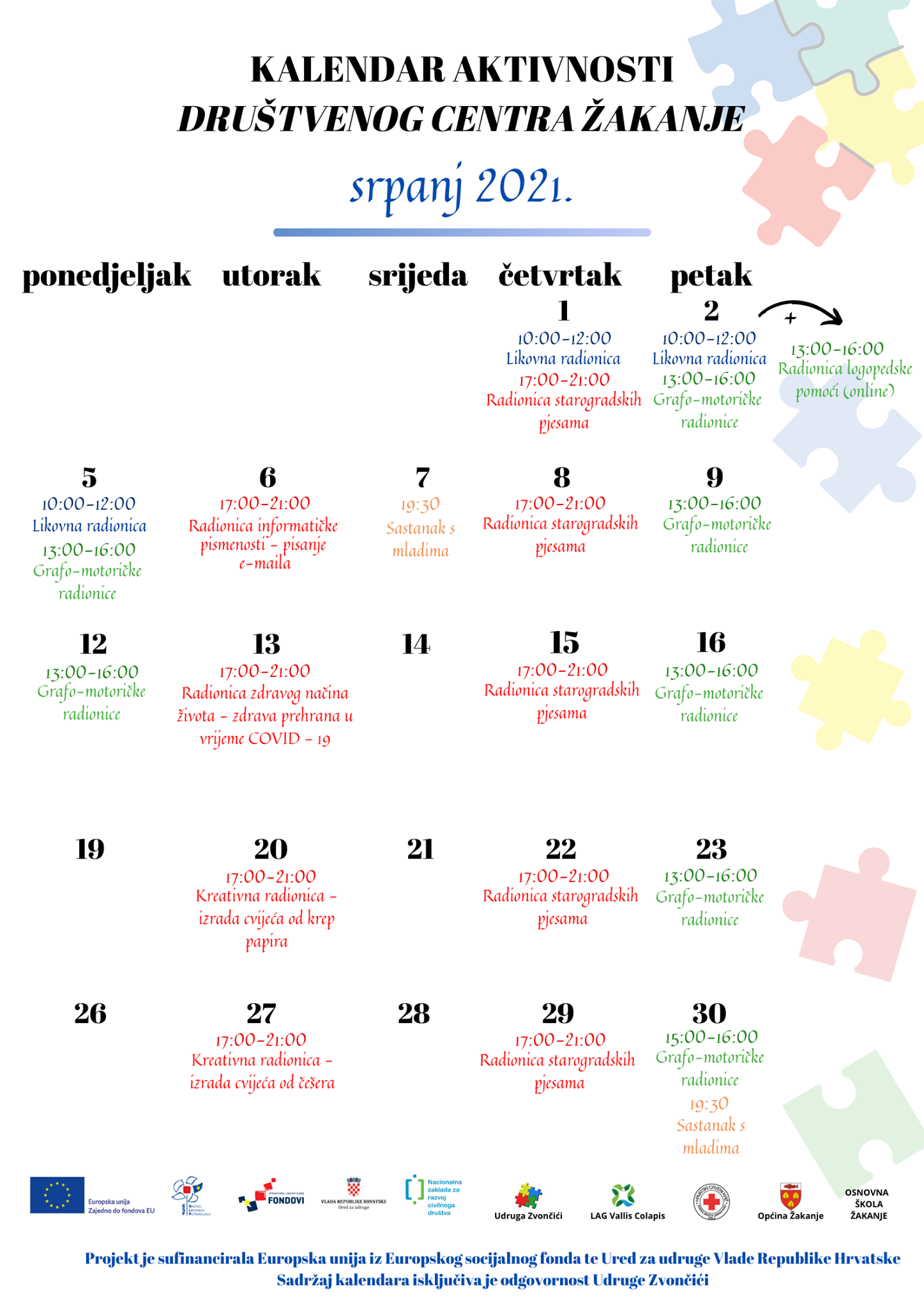 kalendar srpanj